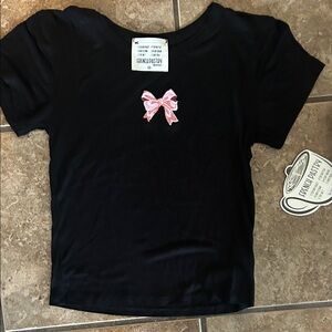 Women’s French Pastry Black Top with Pink Accent Size M